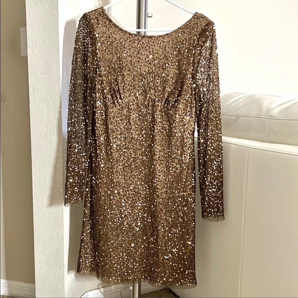 ADRIANNA PAPELL Sequin Sheath Cocktail Midi Dress Size 8 - Picture 3 of 10